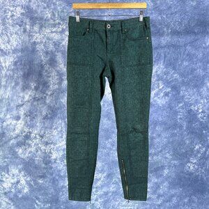Anthropologie Pilcro & the Letterpress Green Jacquard Ankle Zip Pants Sz 28